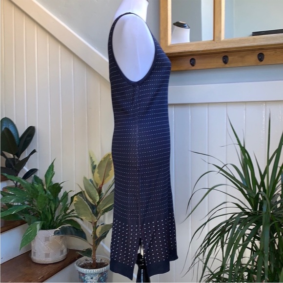 rag & bone Abigail Dot Knit Body Conscious V Neck Dress in Navy - Picture 8 of 14